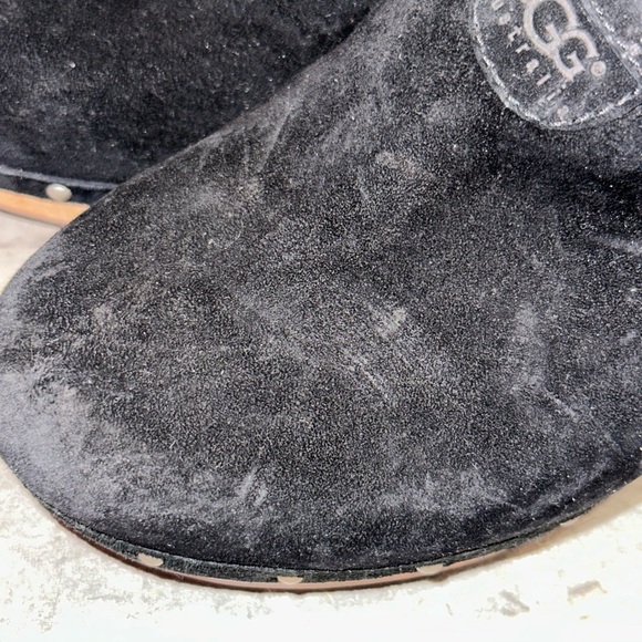 UGG Abbie Black Suede Wooden Clog Mules • Size 6 - Picture 5 of 11